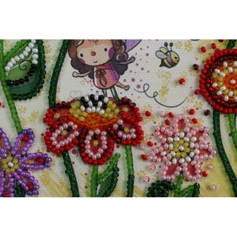 Mini Bead Embroidery Kit on Art Canvas "Colored moths"