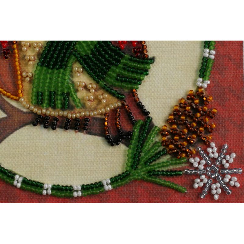 Mini Bead Embroidery Kit on Art Canvas "Christmas motif"