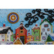 Mini Bead Embroidery Kit on Art Canvas "Bright houses"