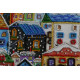 Mini Bead Embroidery Kit on Art Canvas "Bright houses"