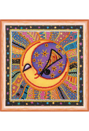 Mini Bead Embroidery Kit on Art Canvas "The sun and the moon"