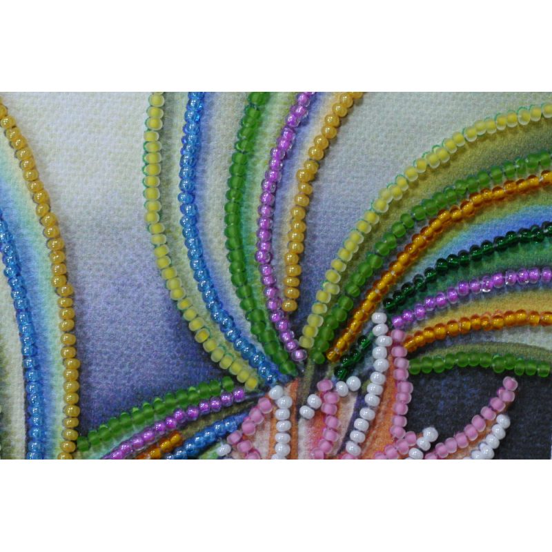 Mini Bead Embroidery Kit on Art Canvas "Pink flamingos"