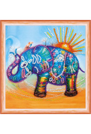 Mini Bead Embroidery Kit on Art Canvas "Neon elephant"