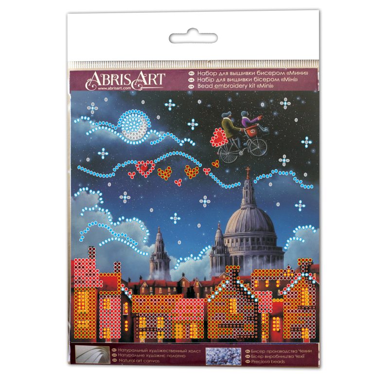 Mini Bead Embroidery Kit on Art Canvas "Romantic trip"