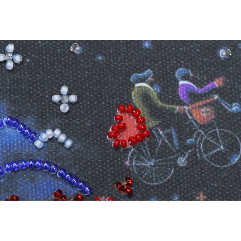 Mini Bead Embroidery Kit on Art Canvas "Romantic trip"