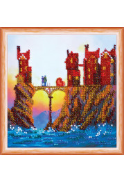 Mini Bead Embroidery Kit on Art Canvas "Hearts connection"