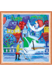 Mini Bead Embroidery Kit on Art Canvas "Moon melody"