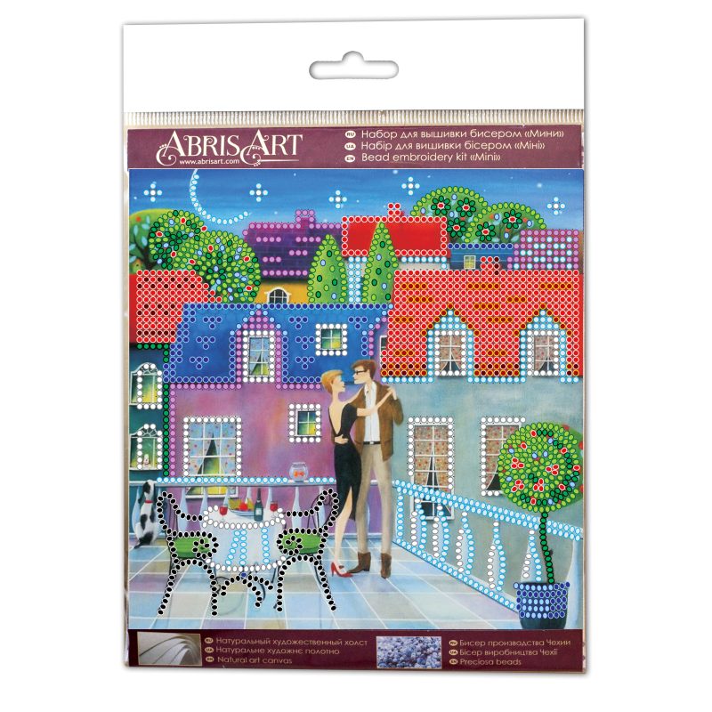 Mini Bead Embroidery Kit on Art Canvas "Table for two"