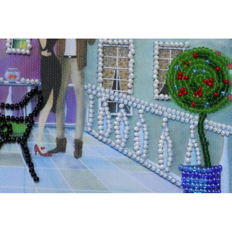 Mini Bead Embroidery Kit on Art Canvas "Table for two"