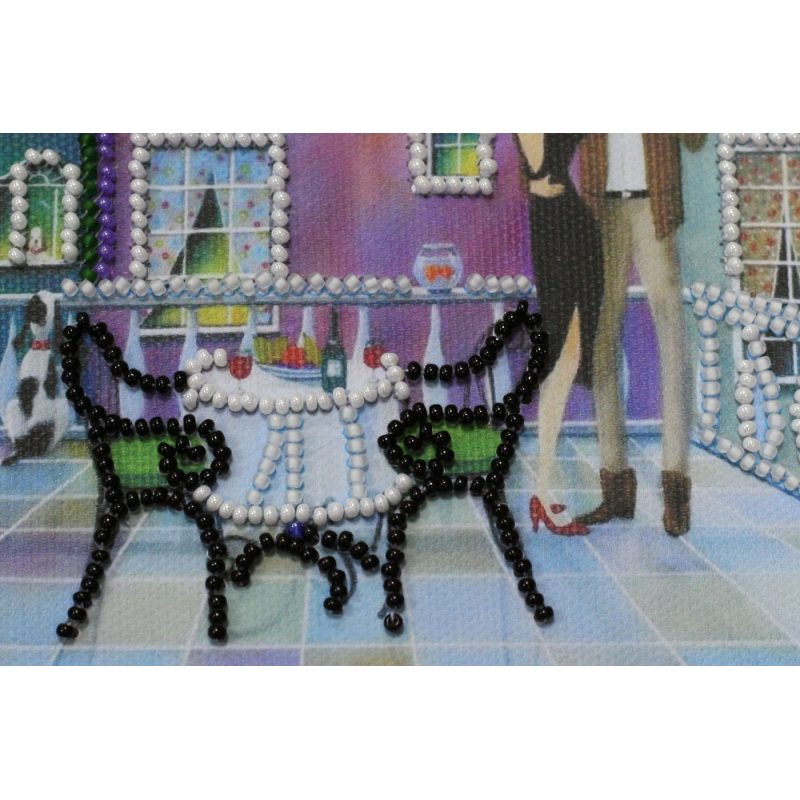 Mini Bead Embroidery Kit on Art Canvas "Table for two"