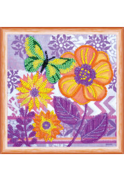 Mini Bead Embroidery Kit on Art Canvas "Amazing flowers"
