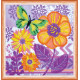Mini Bead Embroidery Kit on Art Canvas "Amazing flowers"