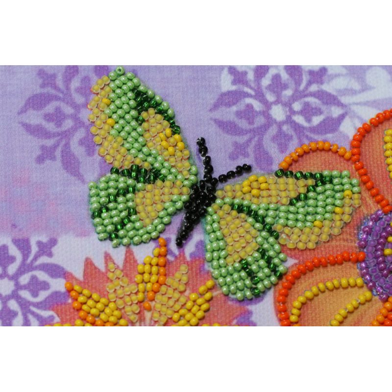 Mini Bead Embroidery Kit on Art Canvas "Amazing flowers"