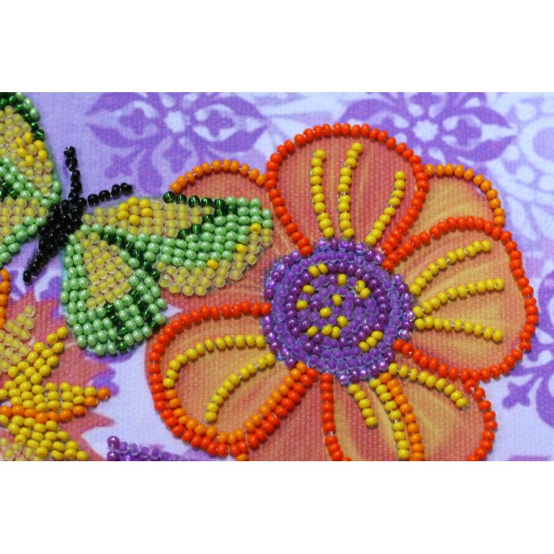 Mini Bead Embroidery Kit on Art Canvas "Amazing flowers"