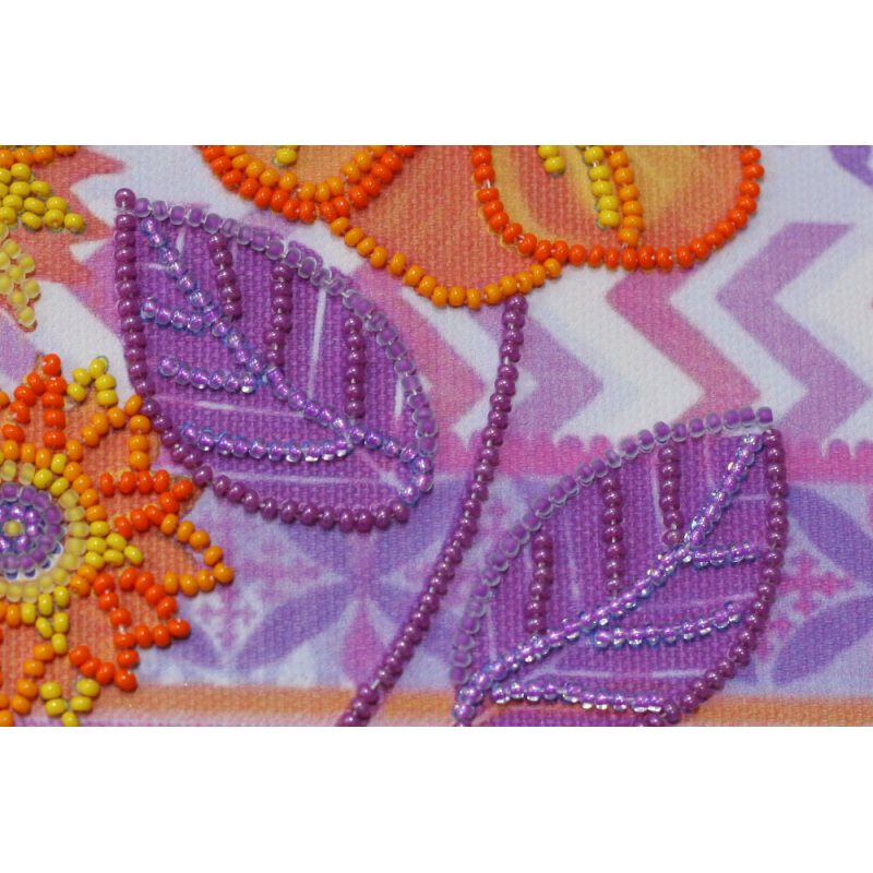 Mini Bead Embroidery Kit on Art Canvas "Amazing flowers"