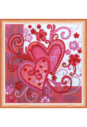 Mini Bead Embroidery Kit on Art Canvas "Loving hearts"