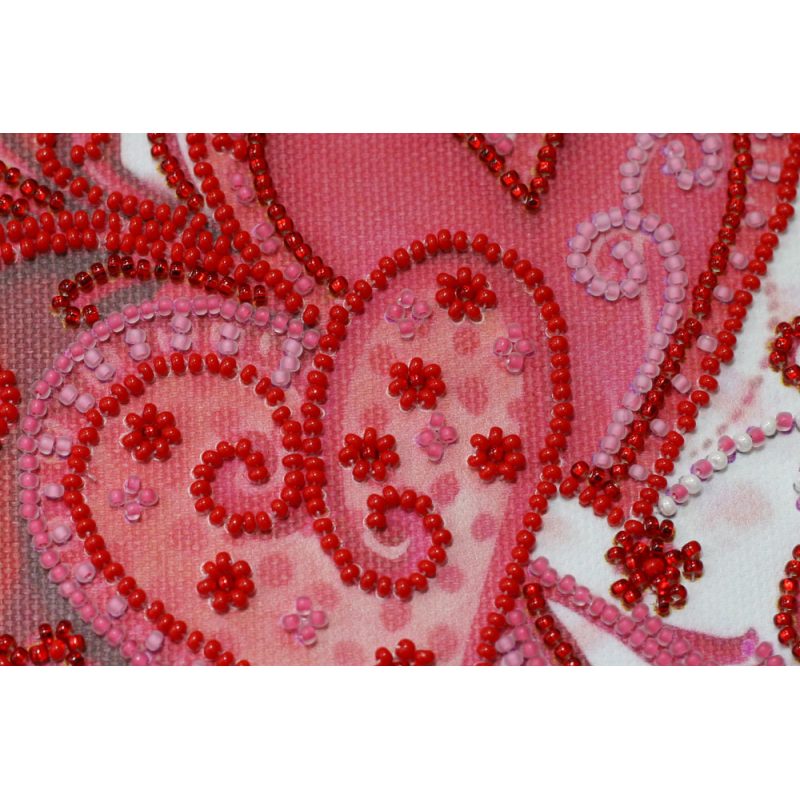 Mini Bead Embroidery Kit on Art Canvas "Loving hearts"