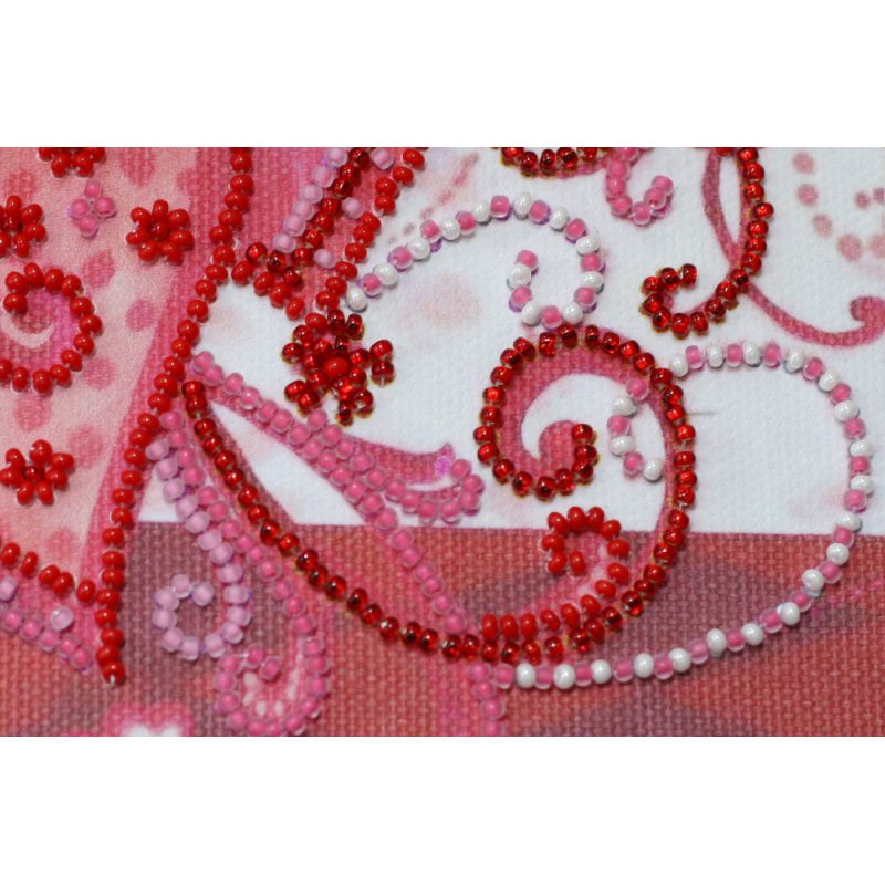 Mini Bead Embroidery Kit on Art Canvas "Loving hearts"