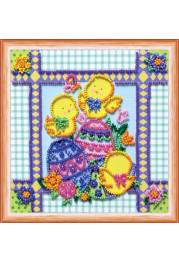 Mini Bead Embroidery Kit on Art Canvas "Easter patterns"