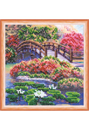 Mini Bead Embroidery Kit on Art Canvas "Flowers in the pond"