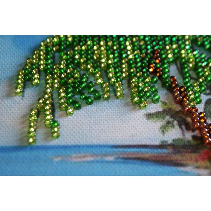 Mini Bead Embroidery Kit on Art Canvas "Hut by the sea"