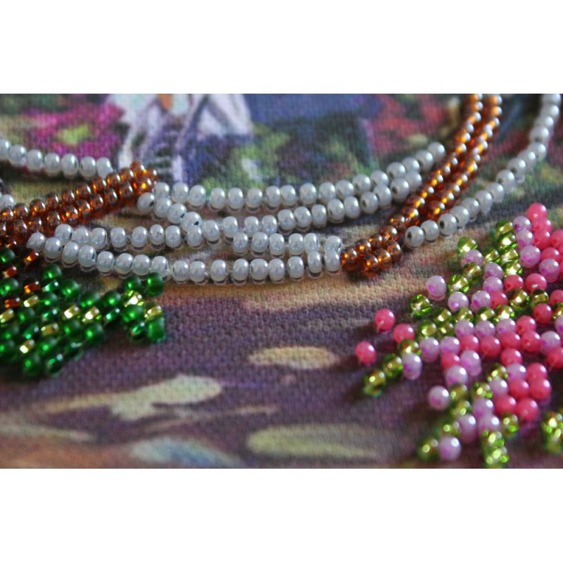 Mini Bead Embroidery Kit on Art Canvas "Hut by the sea"