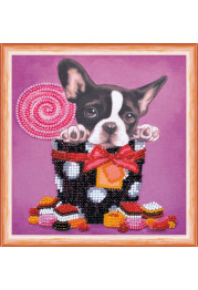 Mini Bead Embroidery Kit on Art Canvas "Cute baby"
