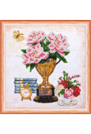 Mini Bead Embroidery Kit on Art Canvas "Still lafe with a clock"