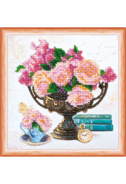 Mini Bead Embroidery Kit on Art Canvas "Garden flowers"