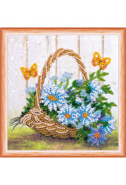 Mini Bead Embroidery Kit on Art Canvas "Summer bouquet"