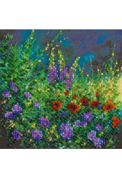 Mini Bead Embroidery Kit on Art Canvas "Wild field"