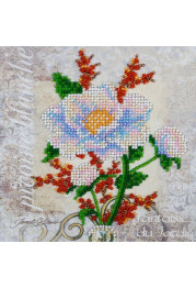 Mini Bead Embroidery Kit on Art Canvas "White flower"