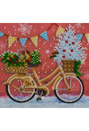 Mini Bead Embroidery Kit on Art Canvas "Holiday time"