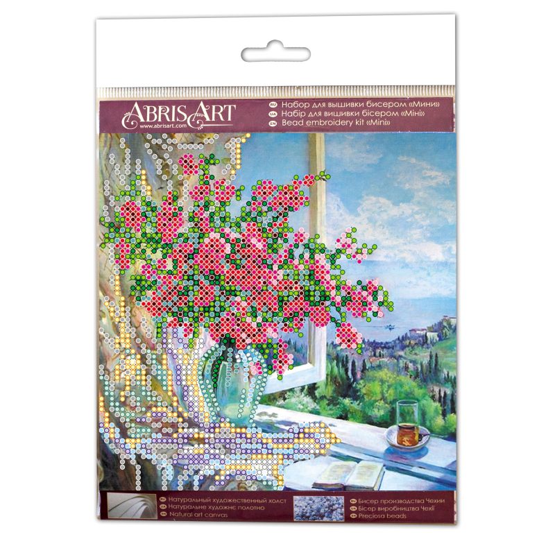 Mini Bead Embroidery Kit on Art Canvas "Sea outside the window"