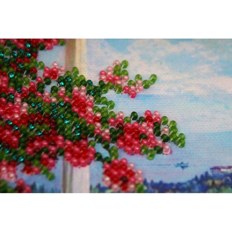 Mini Bead Embroidery Kit on Art Canvas "Sea outside the window"