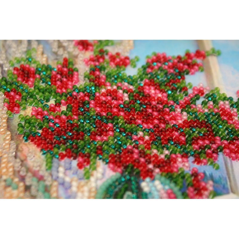 Mini Bead Embroidery Kit on Art Canvas "Sea outside the window"