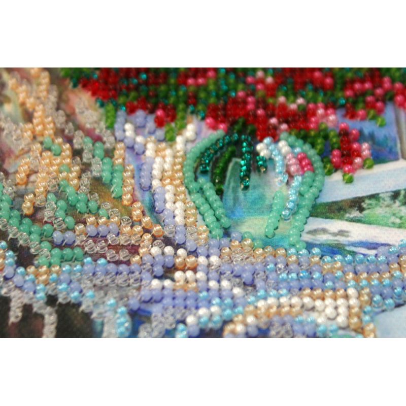 Mini Bead Embroidery Kit on Art Canvas "Sea outside the window"