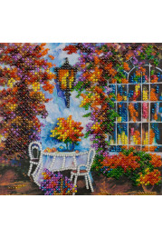 Mini Bead Embroidery Kit on Art Canvas "Autumn mood"