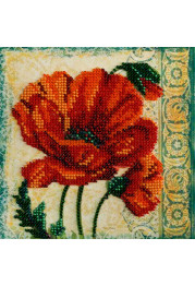 Mini Bead Embroidery Kit on Art Canvas "Red velvet"