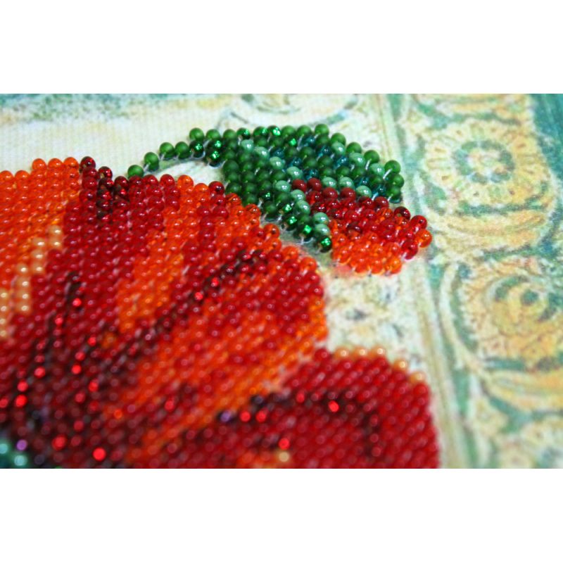 Mini Bead Embroidery Kit on Art Canvas "Red velvet"