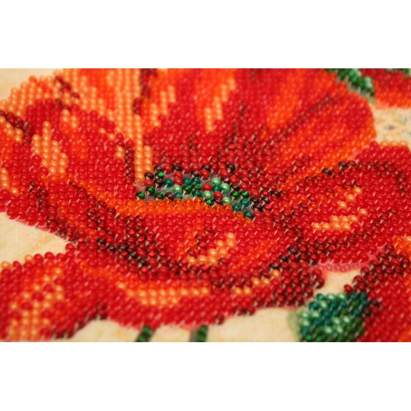 Mini Bead Embroidery Kit on Art Canvas "Red velvet"