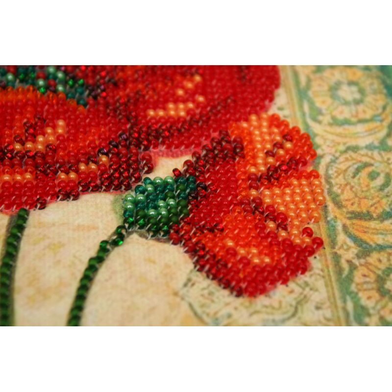Mini Bead Embroidery Kit on Art Canvas "Red velvet"