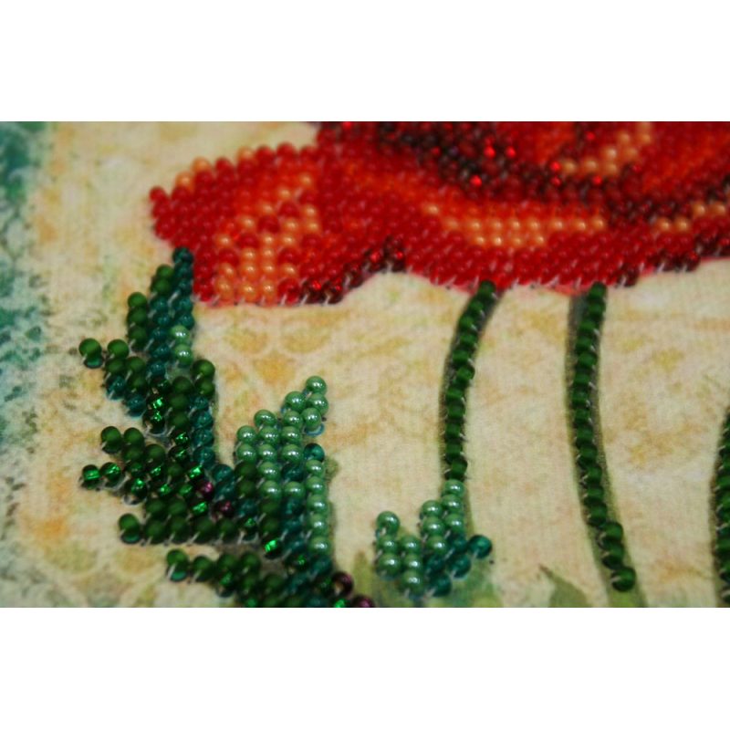 Mini Bead Embroidery Kit on Art Canvas "Red velvet"