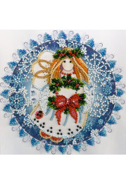 Mini Bead Embroidery Kit on Art Canvas "Christmas angel"