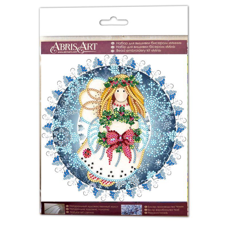 Mini Bead Embroidery Kit on Art Canvas "Christmas angel"