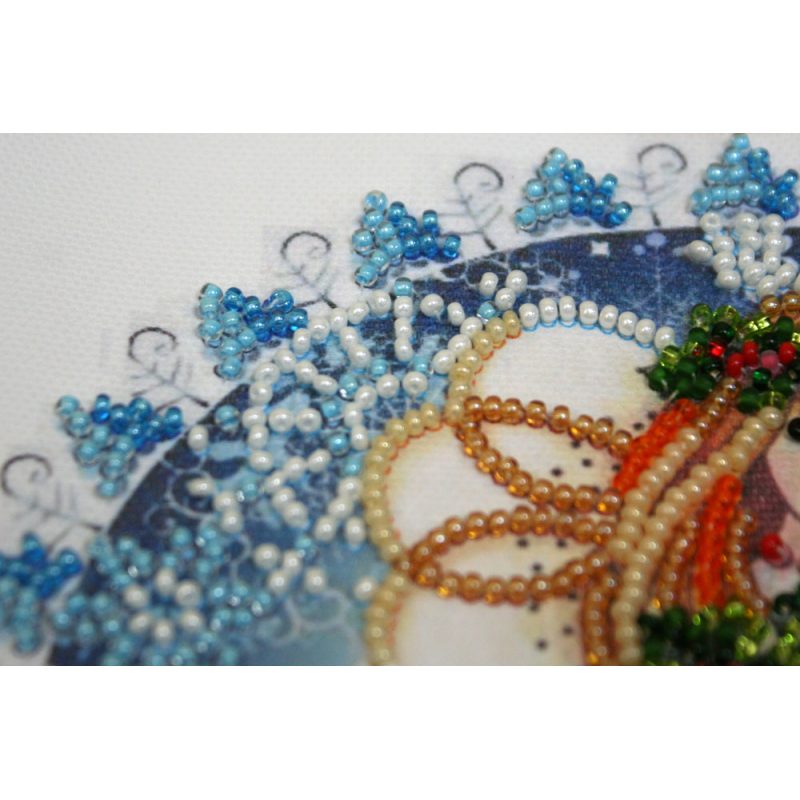 Mini Bead Embroidery Kit on Art Canvas "Christmas angel"