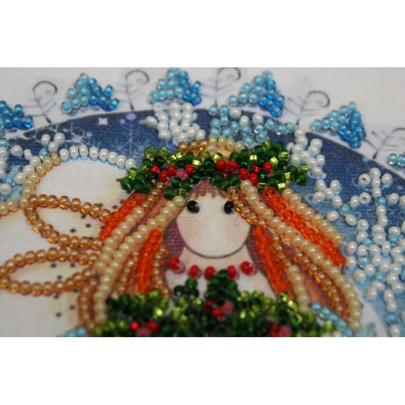 Mini Bead Embroidery Kit on Art Canvas "Christmas angel"