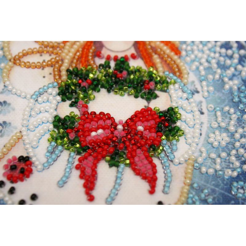Mini Bead Embroidery Kit on Art Canvas "Christmas angel"