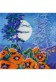 Mini Bead Embroidery Kit on Art Canvas "Full moon"