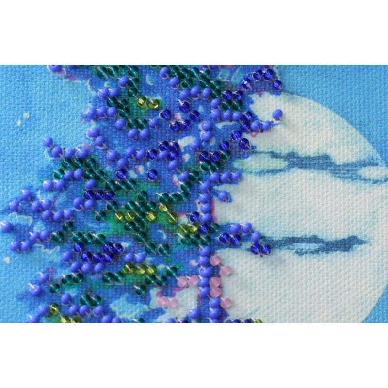 Mini Bead Embroidery Kit on Art Canvas "Full moon"